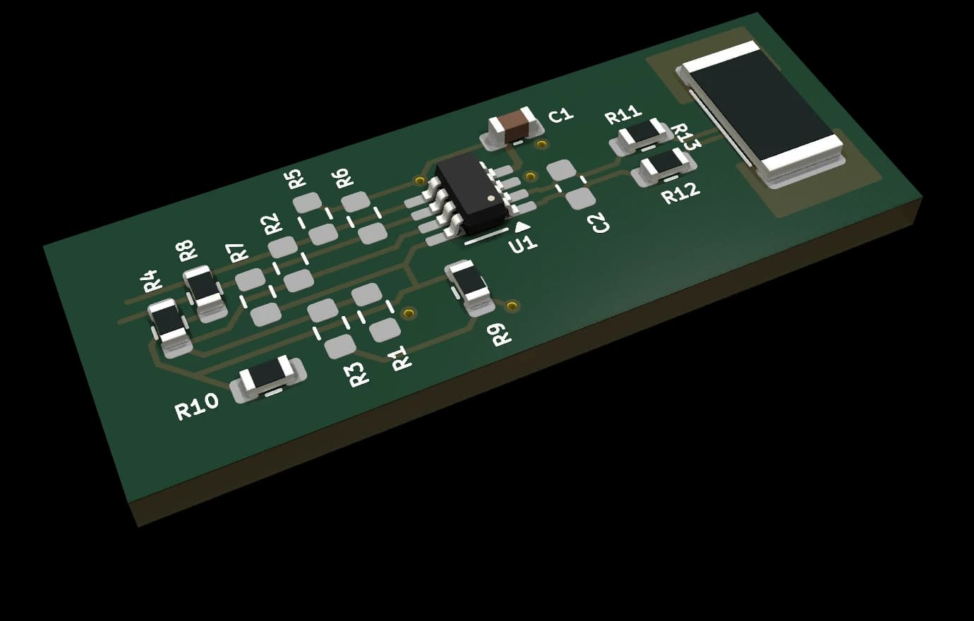 3D render of the 0010 INA219 Current / Power Monitor KiCad design block